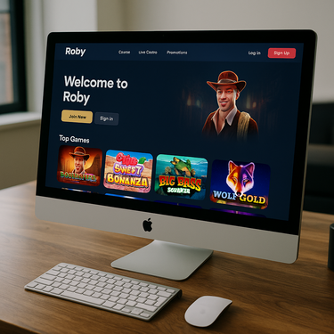 Roby Casino - Desktop Interface Design - Clean Layout and Dark Mode